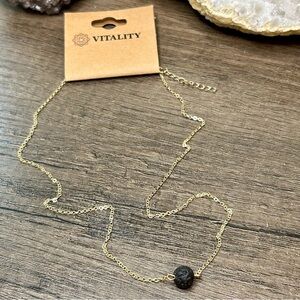 Gold Tone Iron Chain Lava Rock Diffuser Necklace